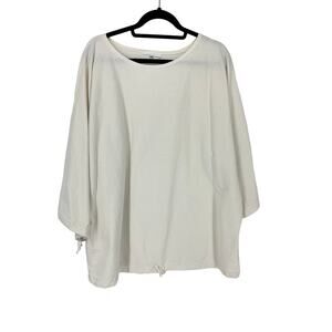 Bryn Walker Women's XS Crewneck Pullover Top Long Sleeves White Drawstring *FLAW
